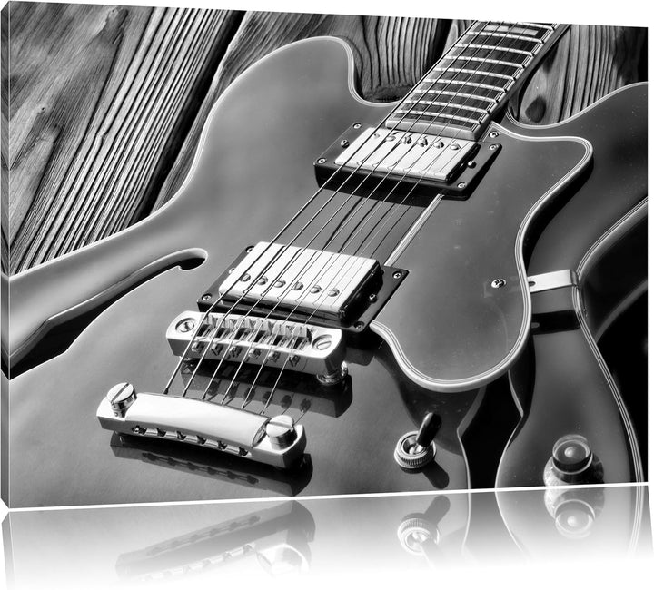 Monocrome, E-Gitarre, Format: 100x70 auf Leinwand, XXL riesige Bilder fertig gerahmt mit Keilrahmen,