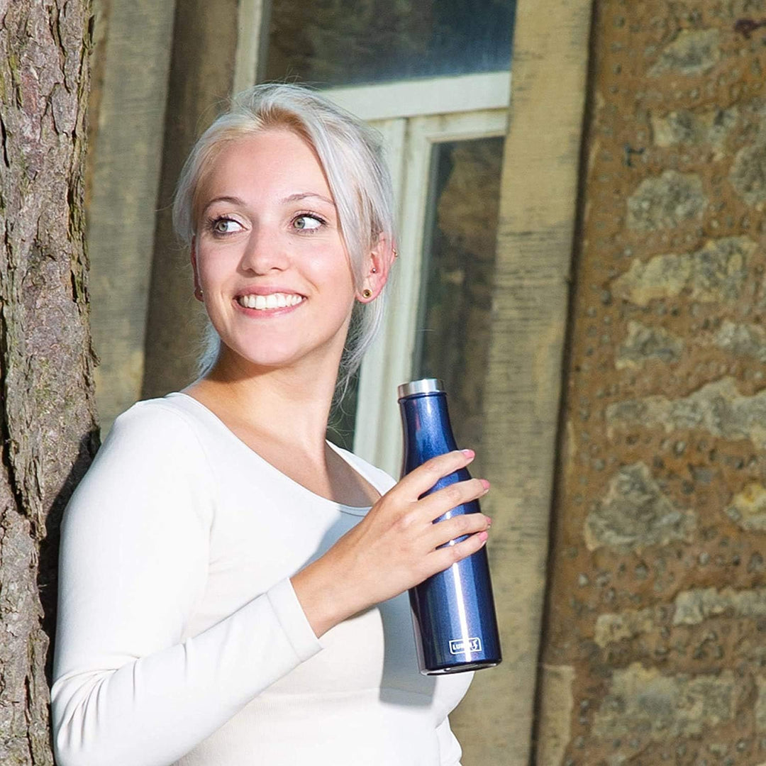 Lurch 240852 Isolierflasche/Thermoflasche für heisse und kalte Getränke aus doppelwandigem Edelstahl