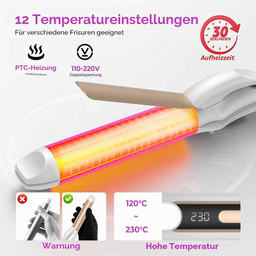 2 in 1 Glätteisen und Lockenstab, Vereint Locken und Glattes Haar in Einem GeräT, 32mm-Keramik-Ionen