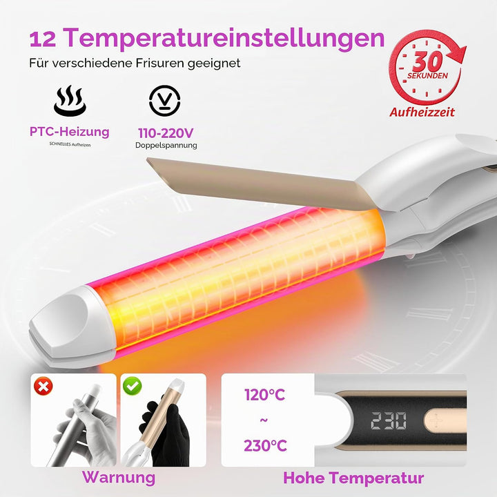 2 in 1 Glätteisen und Lockenstab, Vereint Locken und Glattes Haar in Einem GeräT, 32mm-Keramik-Ionen