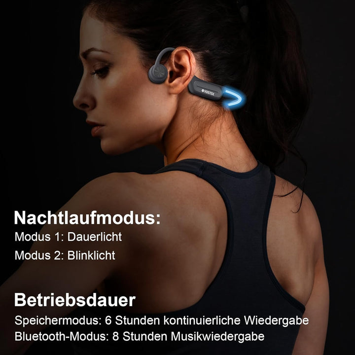 Voistek Knochenschall-Kopfhörer mit Vibration, Bluetooth 5.3 IP68 Wasserdicht, 32GB MP3-Player, Open