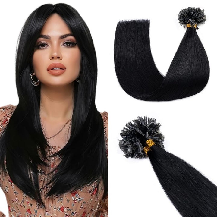 Silk-co Bonding Extensions Echthaar Haarteile Echthaar Keratin U-Tip Natürlich Weich Haarverlängerun