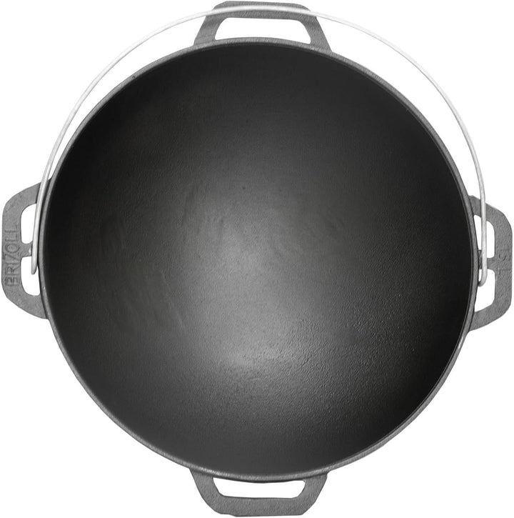 12L Gusseisen Schwenktopf Kazan Asia Kasan mit Deckel-Grillpfanne aus Gusseisen Grillwok Wokpfanne G