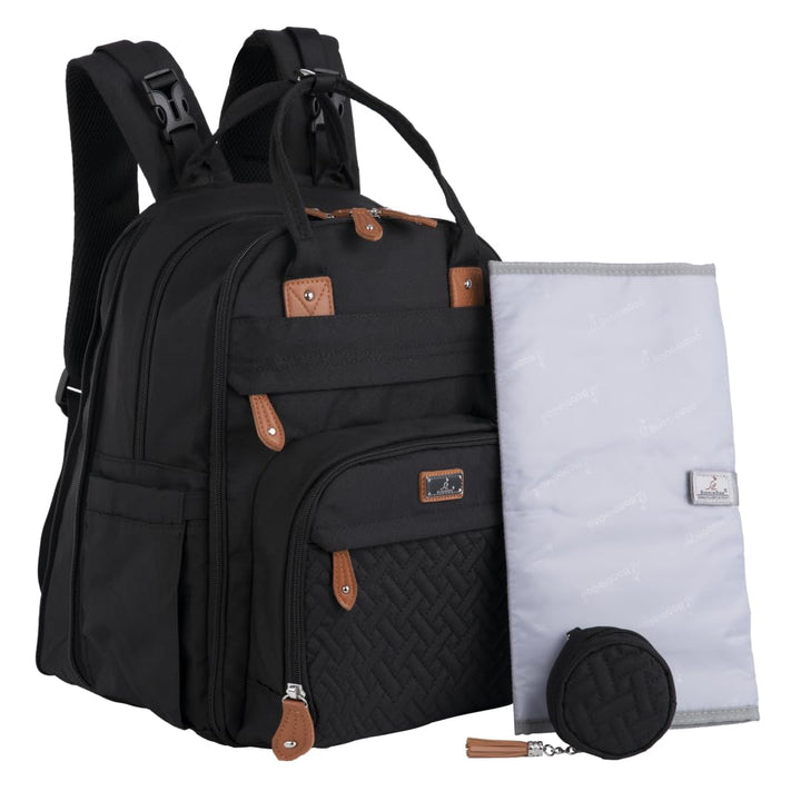 BabbleRoo Wickeltasche Rucksack – Grosse Kapazität, 17 Taschen, Wasserabweisend – mit Wickelauflage,