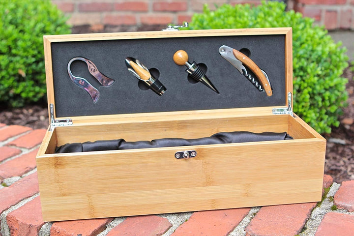CASE ELEGANCE Wein Geschenk Box - Weinzubehör für 0,7 Liter Flaschen - Dekantierset Sommelier Set -