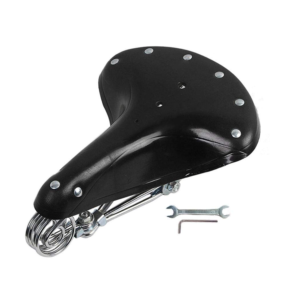 Fahrradsitz, Baceyong Bequemer Fahrradsattel, Vintage klassischer Rindsleder Fahrradsitz mit Federn