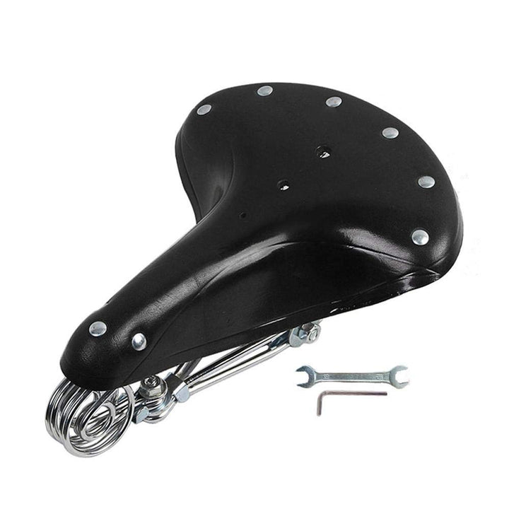 Fahrradsitz, Baceyong Bequemer Fahrradsattel, Vintage klassischer Rindsleder Fahrradsitz mit Federn