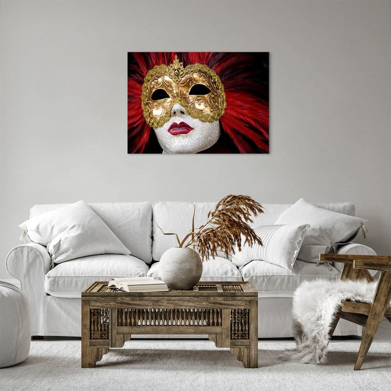 Bilder auf Leinwand Venezianische Maske Kostüm Spass Feder Leinwandbild 70x50cm Wandbilder Dekoratio