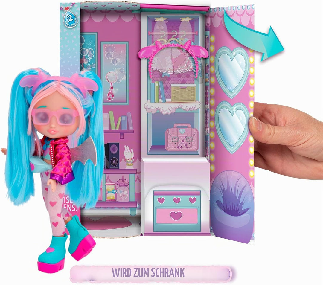 BFF Cry Babies S2 Bruny Modepuppe zum Sammeln mit Langen Haaren, Stoffkleidung und 10 Accessoires –