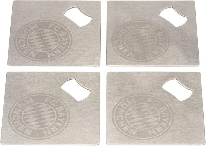 FC Bayern München Metalluntersetzer mit integriertem Flaschenöffner 4er-Set Untersetzer FCB