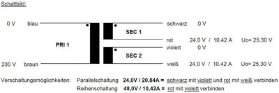 Sedlbauer Ringkerntrafo Transformator 500VA 2x24V für Audio, Industrie, Halogen und Schienensysteme