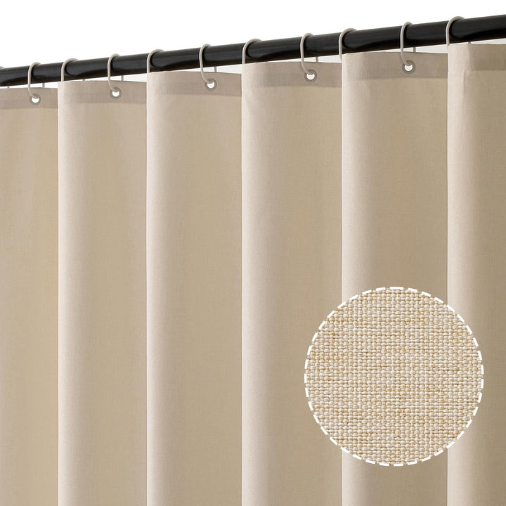 MIULEE Leinen Texturiert Duschvorhang 240x200 cm Hellbeige, Schwerer Hotel Luxus Polyester Wasserdic