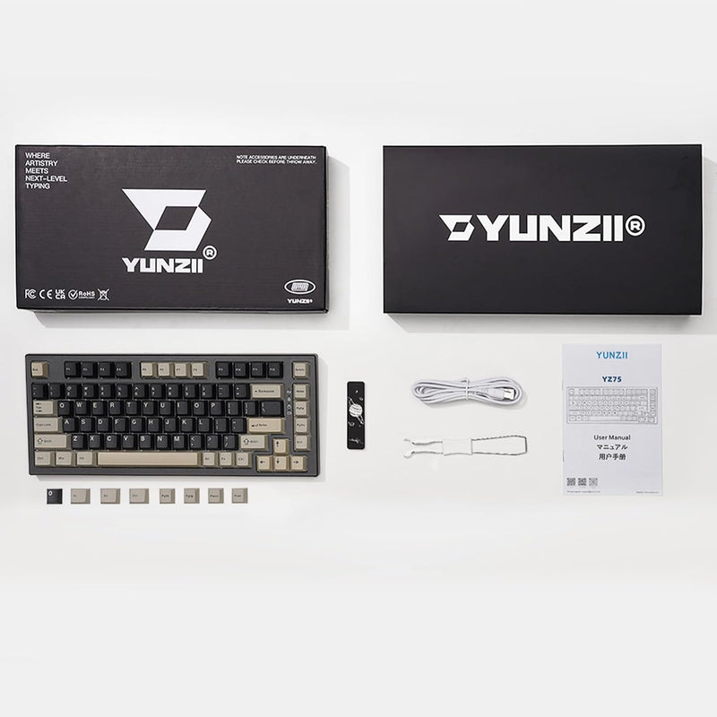 YUNZII YZ75 75% Hot-Swappable Wireless Gaming Mechanische Tastatur, RGB-Hintergrundbeleuchtung, BT5.