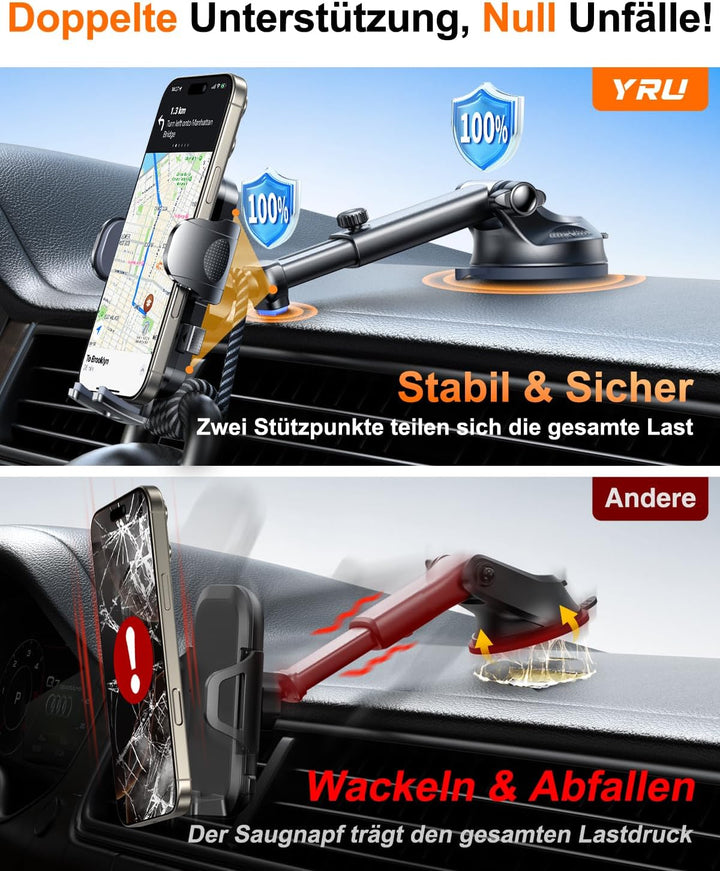 【2026 Militär-Klasse】Handyhalterung Auto Upgrade【Stärkst Saugnapf & Lüftungsclip】Handy Halterung Aut