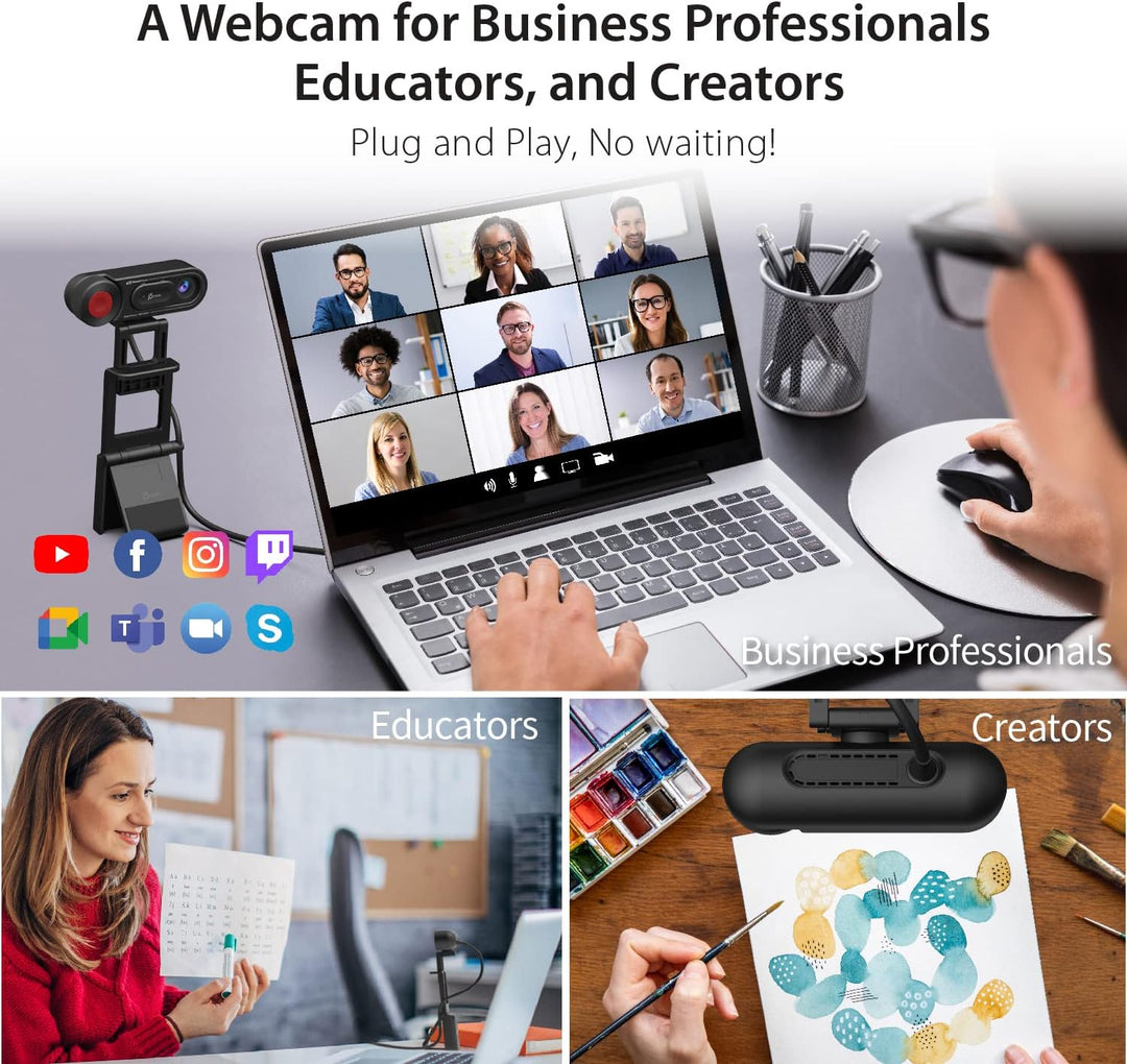j5create 1080P Dual Mode Webcam&Dokumentenkamera mit automatischem&manuellem Fokus, magnetische Sich