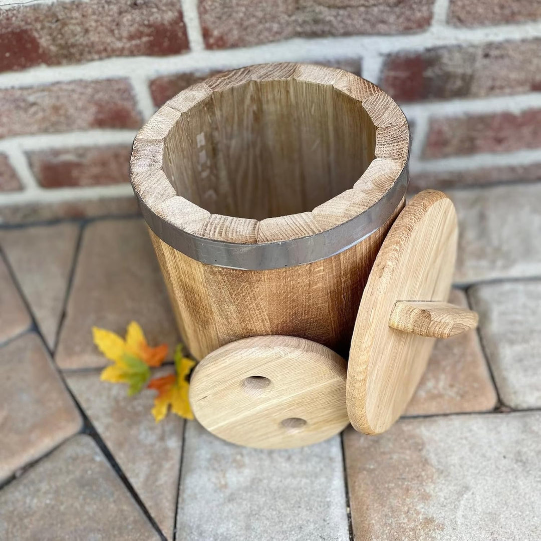 Sauerkrauttopf 10 L, Eiche, Gurkentopf, Einlegegefäss, Holzgefäss zum Einlegen für Gemüse, (Bottich)
