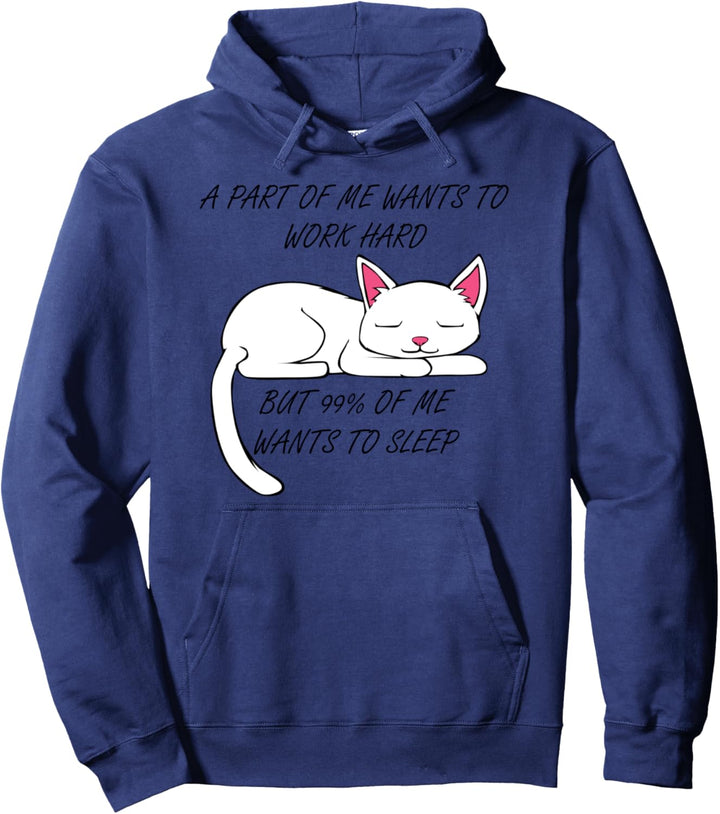 Müde Katze Spruch Arbeit Büro Faulheit Pullover Hoodie
