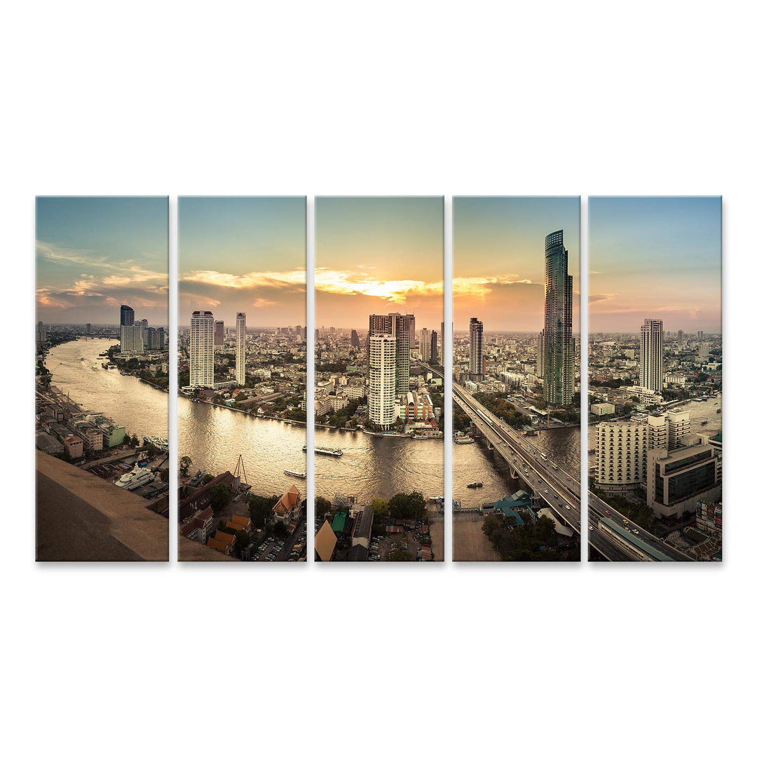 islandburner Bild auf Leinwand Landschaft Der Fluss In Bangkok Stadt Panorama Bilder Wandbilder Post