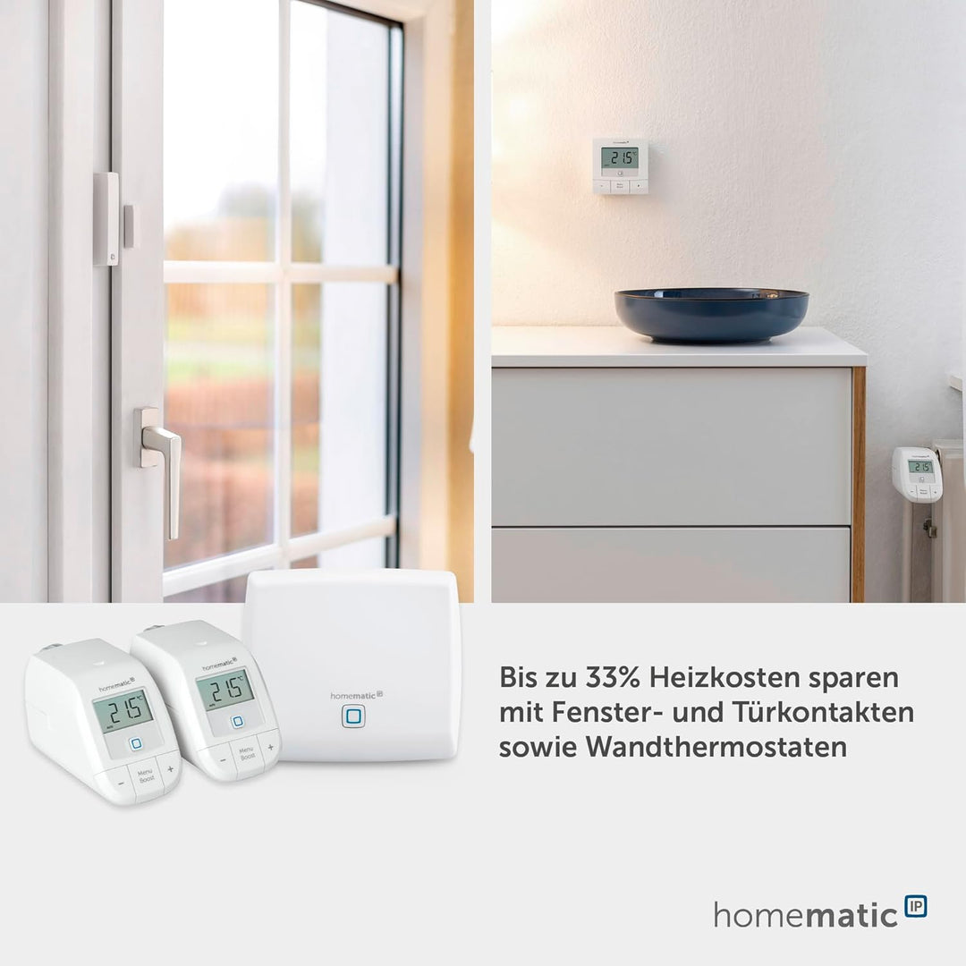 Homematic IP Smart Home Starter Set Heizen, Digitale Steuerung für Heizung mit oder ohne App, Alexa,