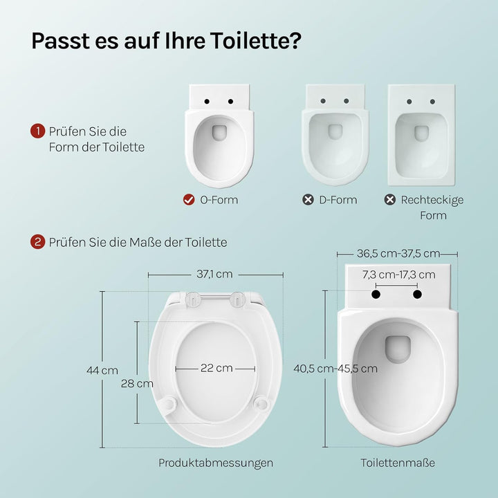 WOLTU Toilettensitzerhöhung, Toilettendeckel Erhöhung 5cm, WC Sitz mit Absenkautomatik O-Form, aus D