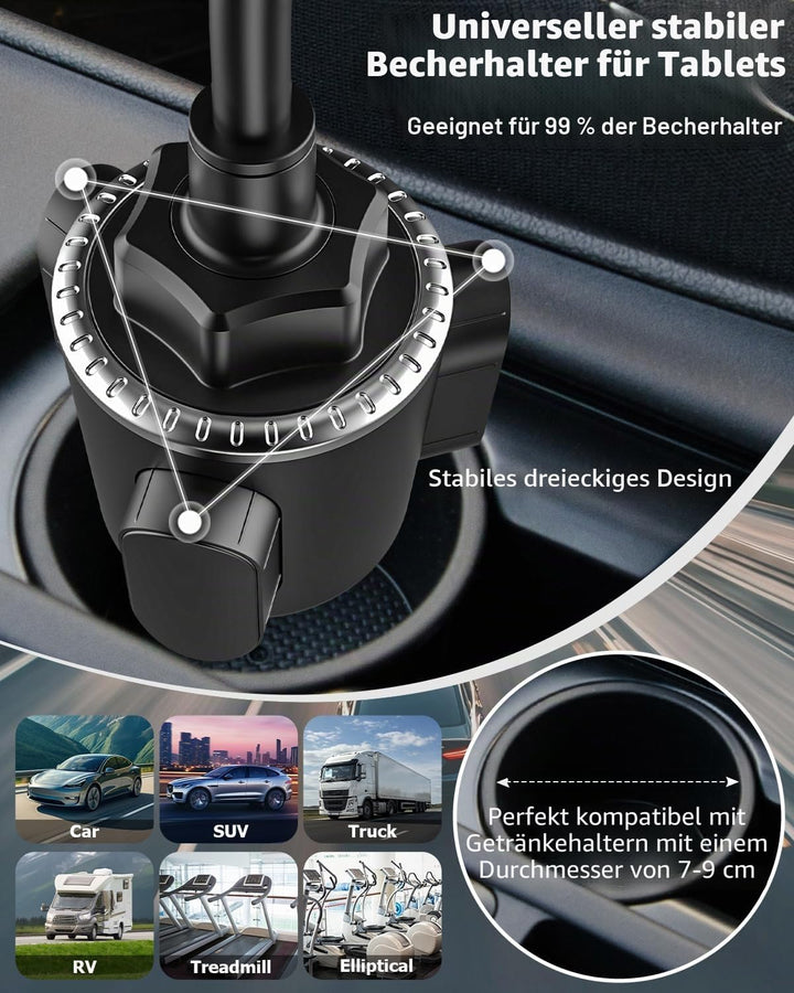 Oilcan Tablethalterungen Auto Becherhalter, Schwanenhals KFZ Tablet Getränkehalter mit Flexible Lang