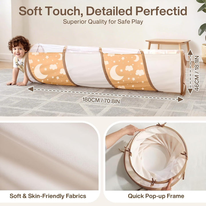Spieltunnel für Kinder, 180 x 46 cm, Pop-Up Krabbeltunnel