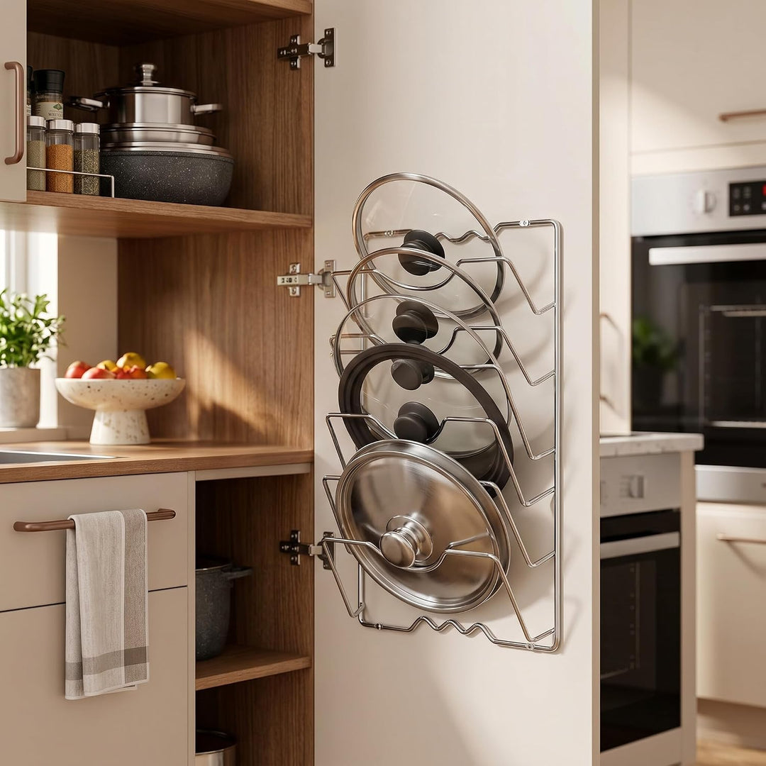 Greensen Set mit 5 Haltern für Pfannen Töpfe und Deckel Kompakter Topfdeckel Organizer für den Küche