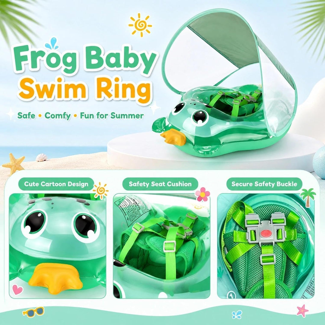 Baby Schwimmring mit Sonnendach, Schwimmring Baby ab 3 Monate, Aufblasbarer Baby Swim Float mit Sich