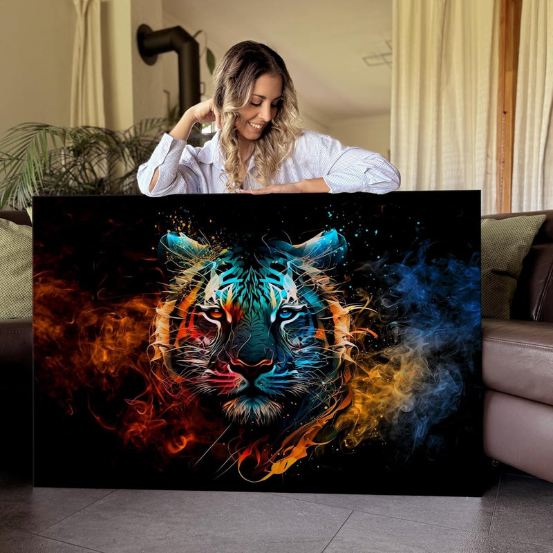 Tiger Bild Feuer und Eis | Bild Tiger Modern | Pop Art Bilder | Tigerbilder Modern | Moderne Bilder