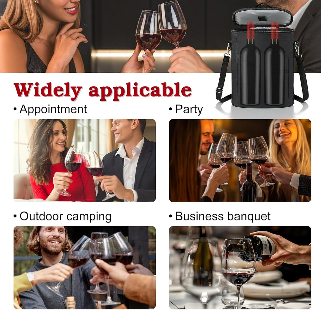 2 Flaschen Weintasche Isoliert Auslaufsicher, 8.5 * 4.5 * 13.5inch Tragbare Weintasche, Wine Tote Ba
