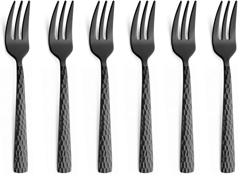 Amefa Felicity PVD Kuchengabel Set 6-teilig | Schwarz | PVD Dessertgabel Set für 6 Personen | Desser