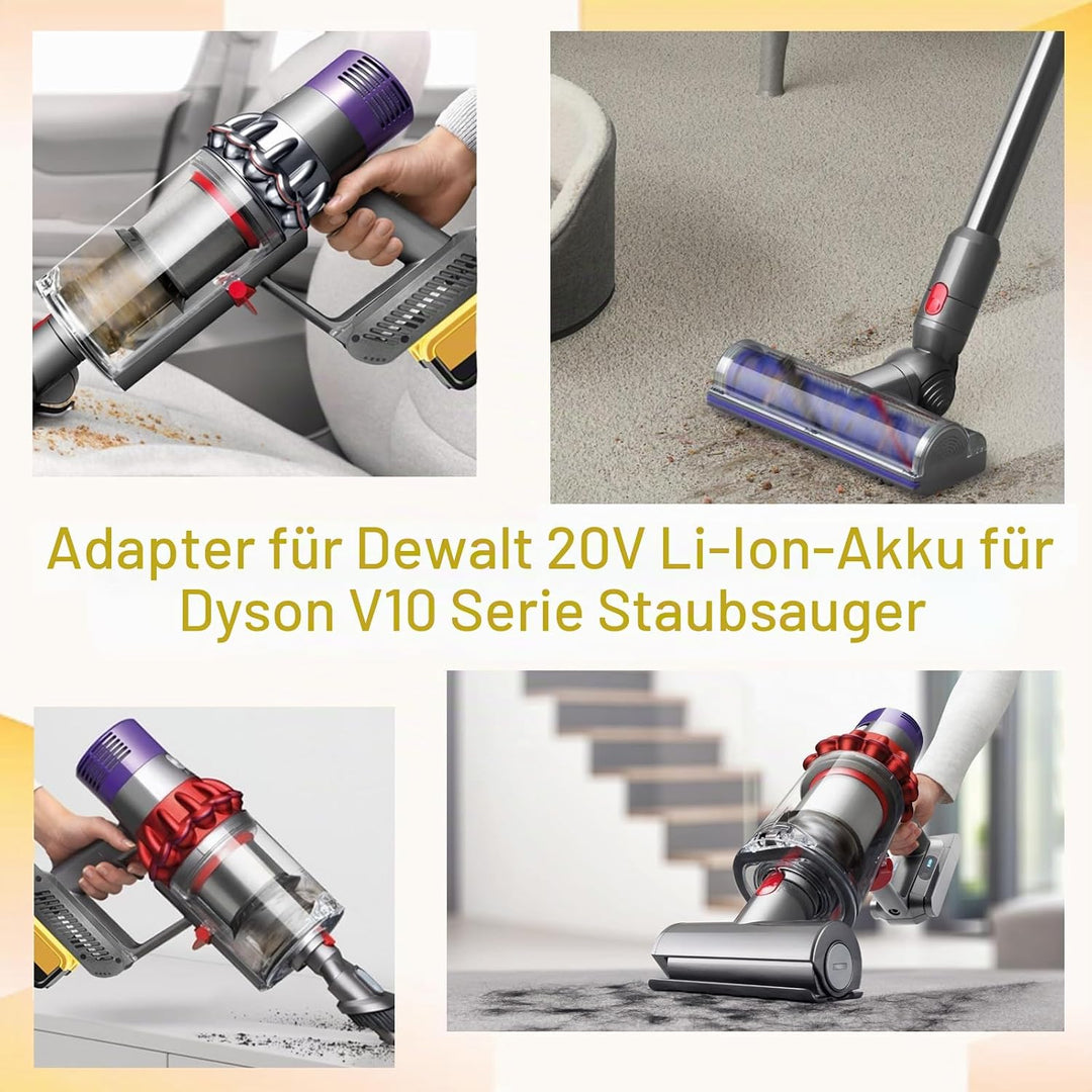 BTRUI V10 Adapter für Dewalt 18V 20V Lithium Batterie, umwandelbar für Dyson V10 SV12 Animal Absolut