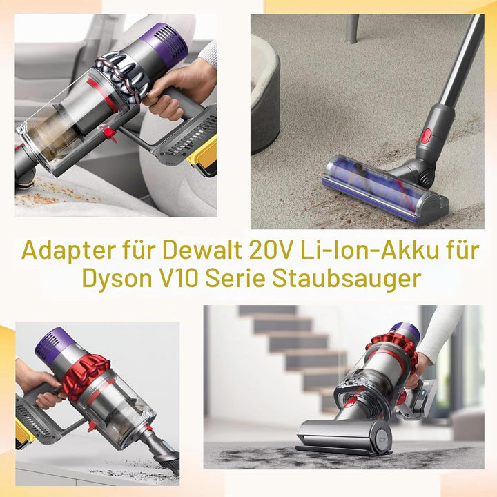 BTRUI V10 Adapter für Dewalt 18V 20V Lithium Batterie, umwandelbar für Dyson V10 SV12 Animal Absolut