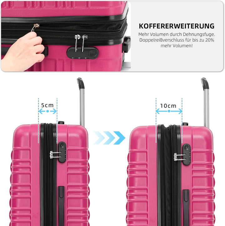 BEIBYE Zwillingsrollen Reisekoffer Koffer Trolleys Hartschale M-L-XL-Set (Peach, M) Peach M, Peach M