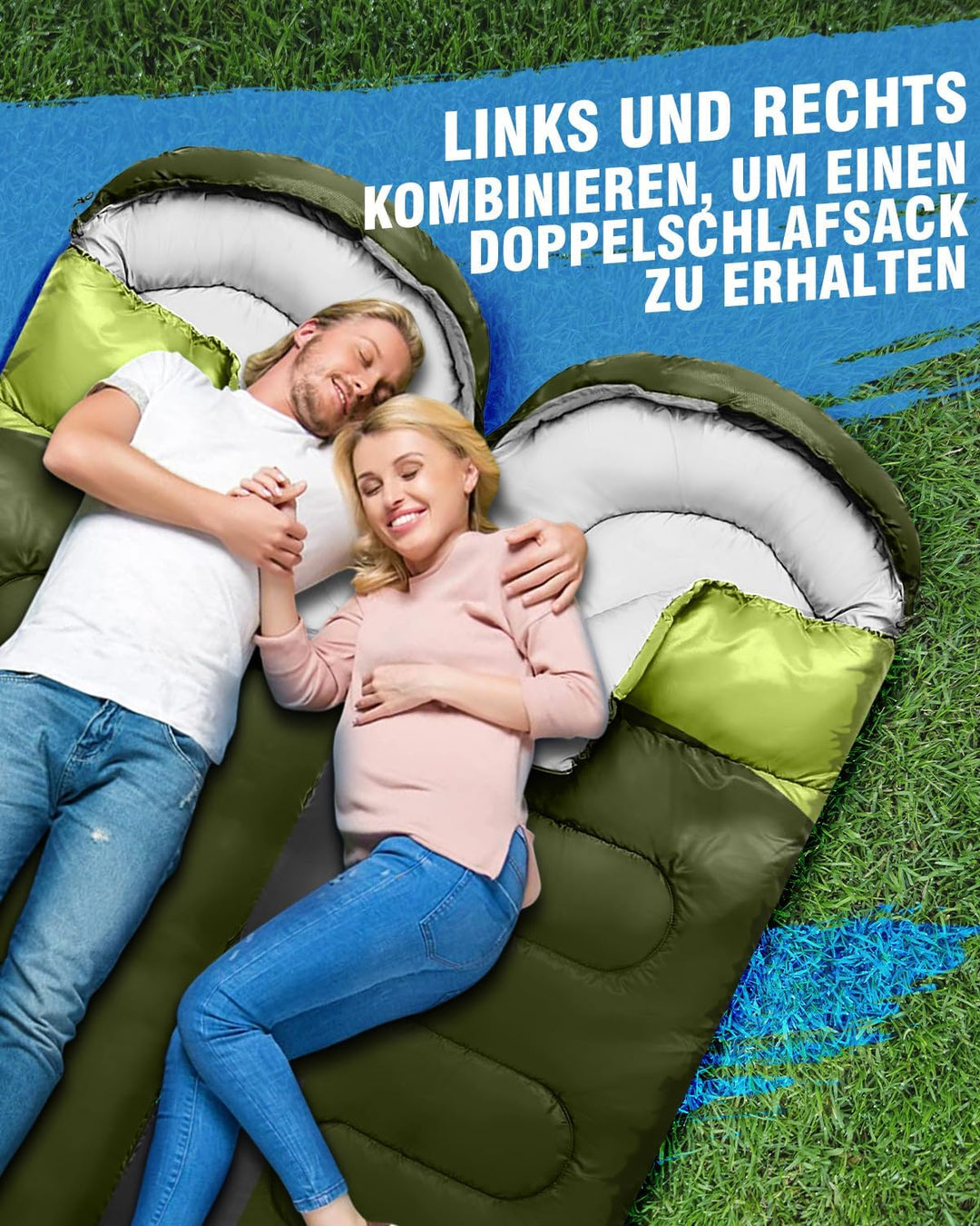 Schlafsack 3-4 Jahreszeiten, Outdoor Wasserdicht Ultraleicht Deckenschlafsack mit Innentasche für Er