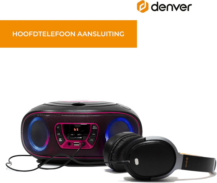 Denver Electronics TCL-212BT CD-Radio UKW AUX, CD, USB, Bluetooth Stimmungslicht Pink, 111141300011