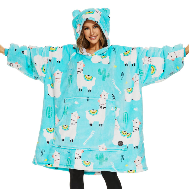 THREE POODLE Decken Hoodie Damen, Oversize Hoodie Decken Pullover Kuschelpullover für Damen Herren K