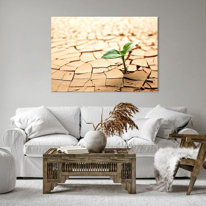 Bilder auf Leinwand 100x70cm Leinwandbild mit Rahmen Wüste Erde Umwelt Gross Wanddeko Bild Schlafzim