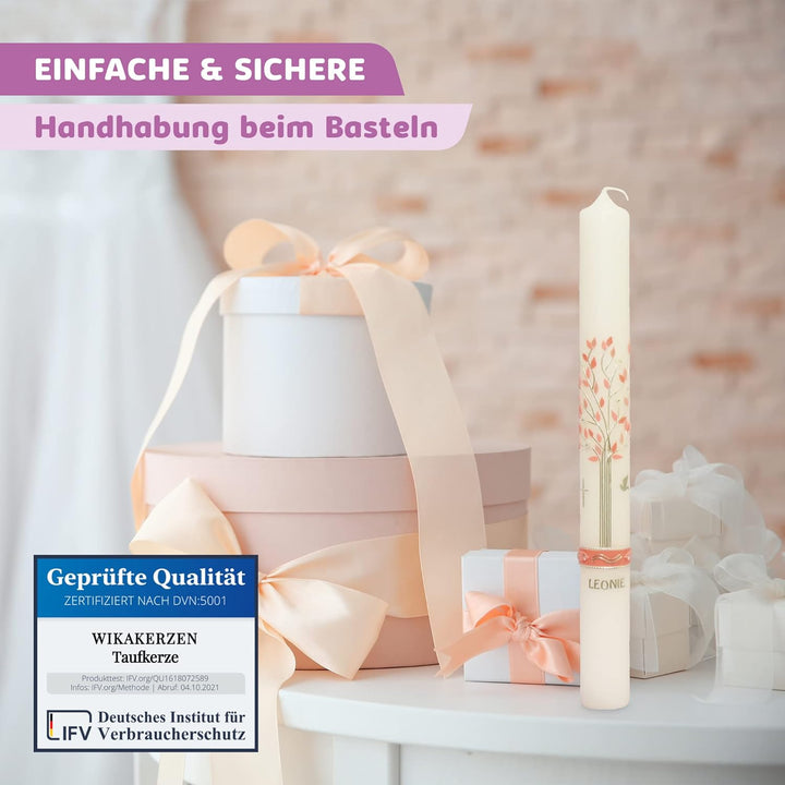 WIKAKERZEN Kerzen-Rohling Set für Taufe Hochzeit Kommunion selbst gestalten mit Buchstaben zum Klebe