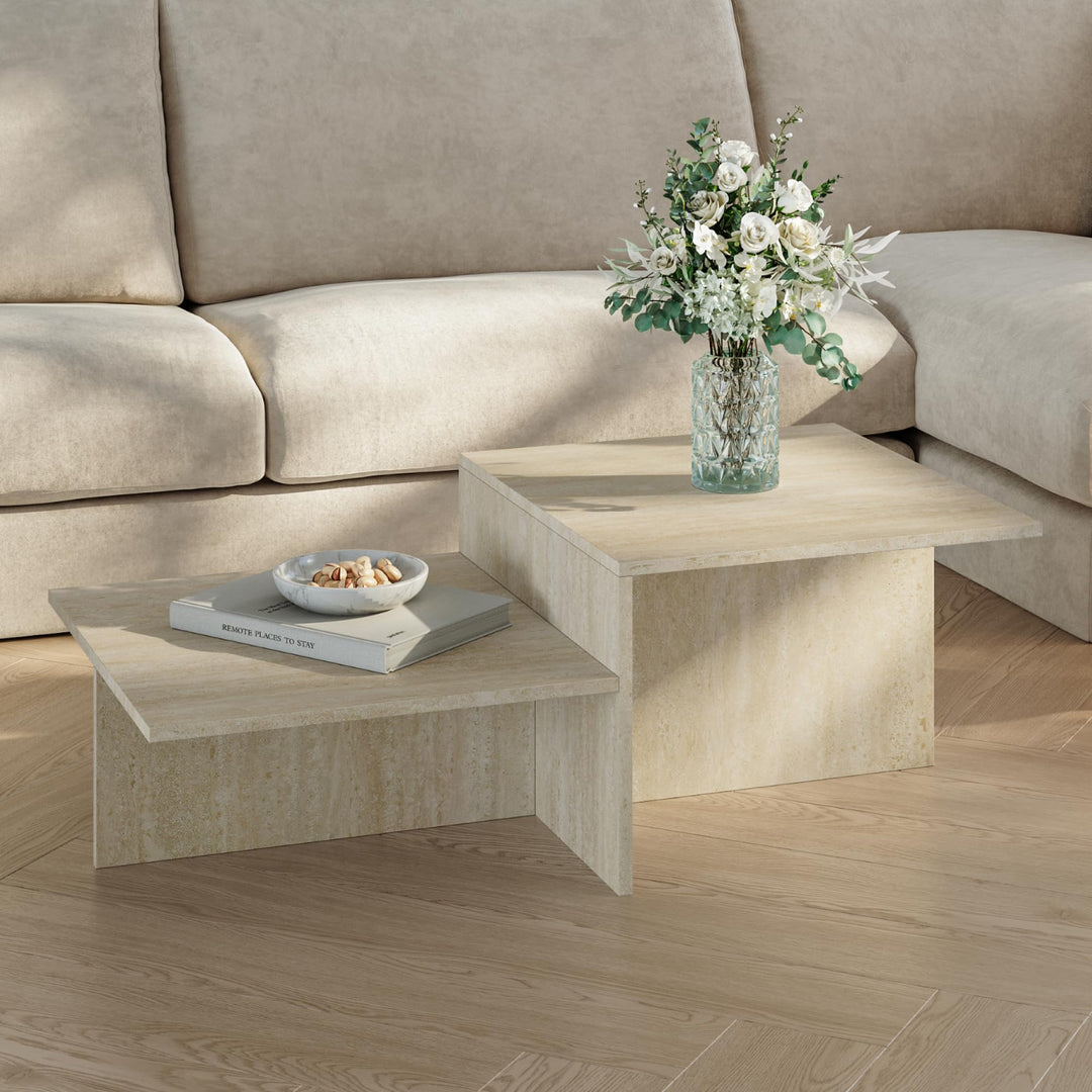 [en.casa] Couchtisch Taniena Wohnzimmertisch mit doppelter Tischplatte eckig Beistelltisch 100 x 55