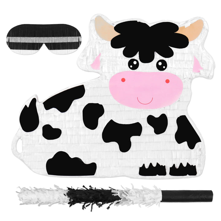 Milchkuh Pinata Set mit Augenbinde und Fledermaus (41 x 33 x 10 cm), perfekt für Mädchen, Kinder, Ge