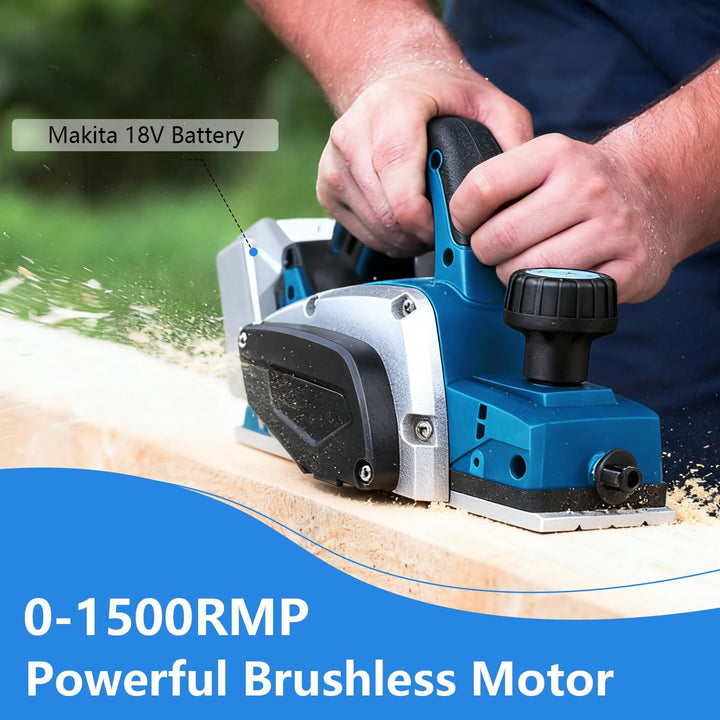 Akku Hobel Kompatibel mit Makita 18V Batterie, Professional Elektrisch Holz Einhandhobel, 15000RPM,