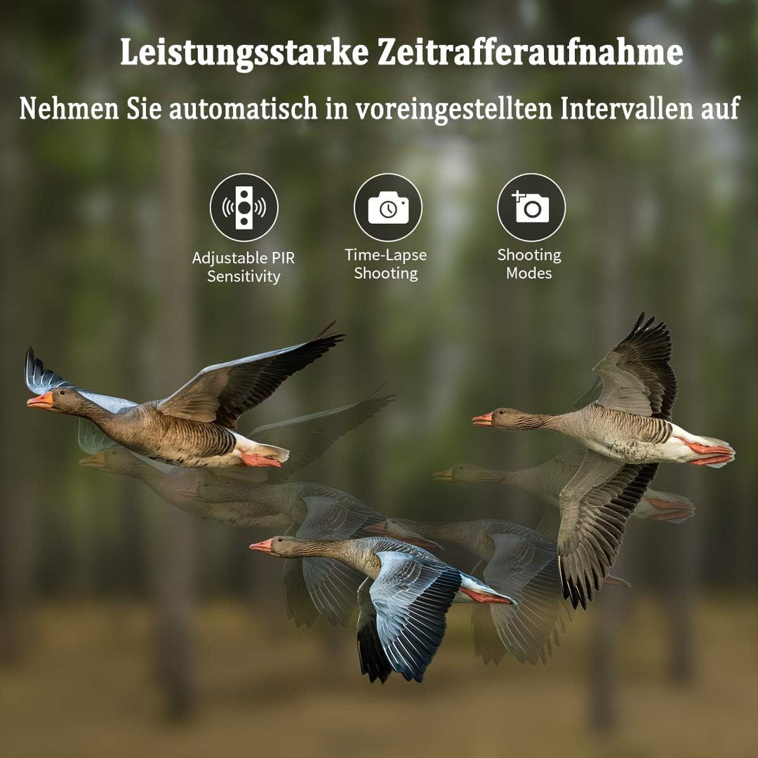 RecorCam Wildkamera 4G APP, 120 MP 4K, Wildtierkamera mit SIM-Karte, Telefon-Sende-Foto, Nachtsichtk