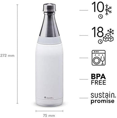 Aladdin Fresco Thermavac Trinkflasche Edelstahl 0.6L Snowflake White – Thermosflasche Auslaufsicher