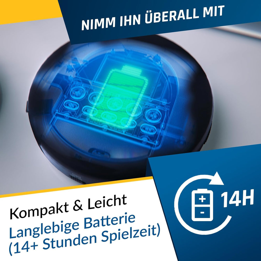 KLIM Nomad CD Player Bluetooth - Tragbarer CD-Player mit langlebigem Akku - Inklusive Kopfhörer - 16