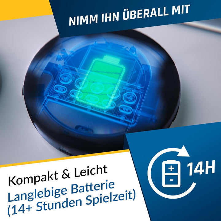 KLIM Nomad CD Player Bluetooth - Tragbarer CD-Player mit langlebigem Akku - Inklusive Kopfhörer - 16
