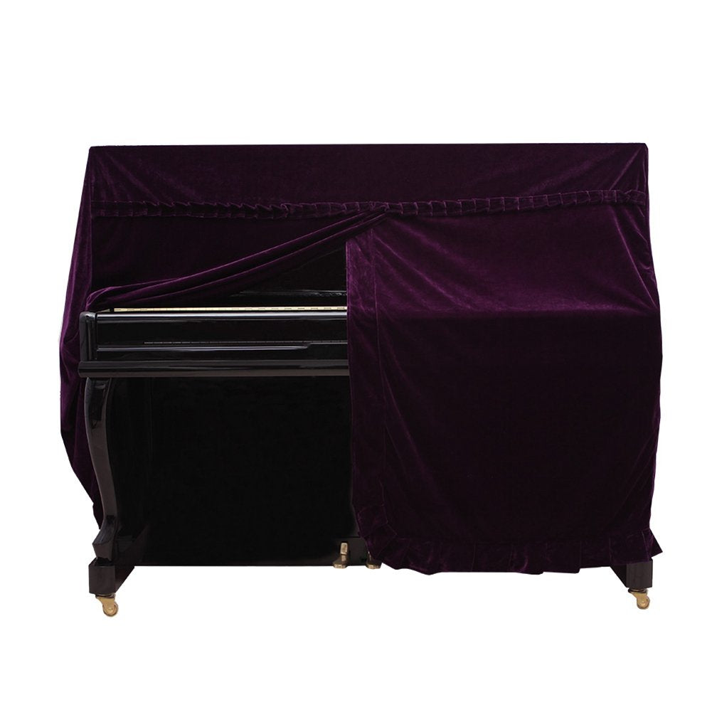 Dilwe Klavierdeckel, Colorfast Pleuche Piano Staubdicht Dekoriert Cover Purpur, Purpur