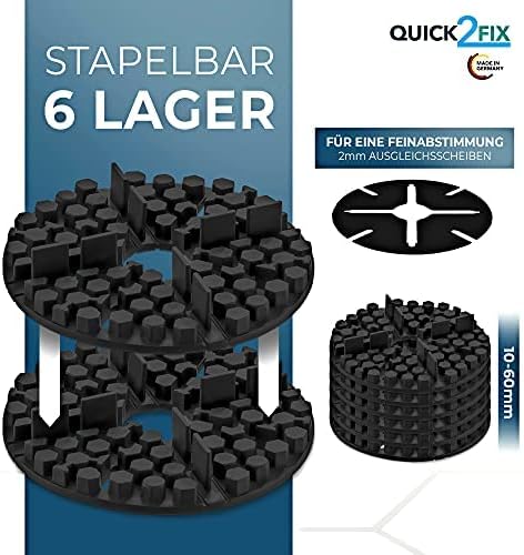 QUICK2FIX® Ausgleichsscheiben für Plattenlager - 50 Stück - Stelzlager und Kieslager 2mm, Gummi Plat