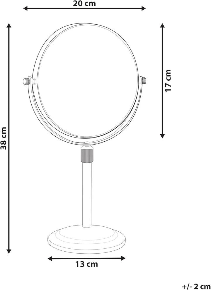 Doppelseitiger Tischspiegel Schminkspiegel mit Vergrösserung ø 20 cm Gold Averyon