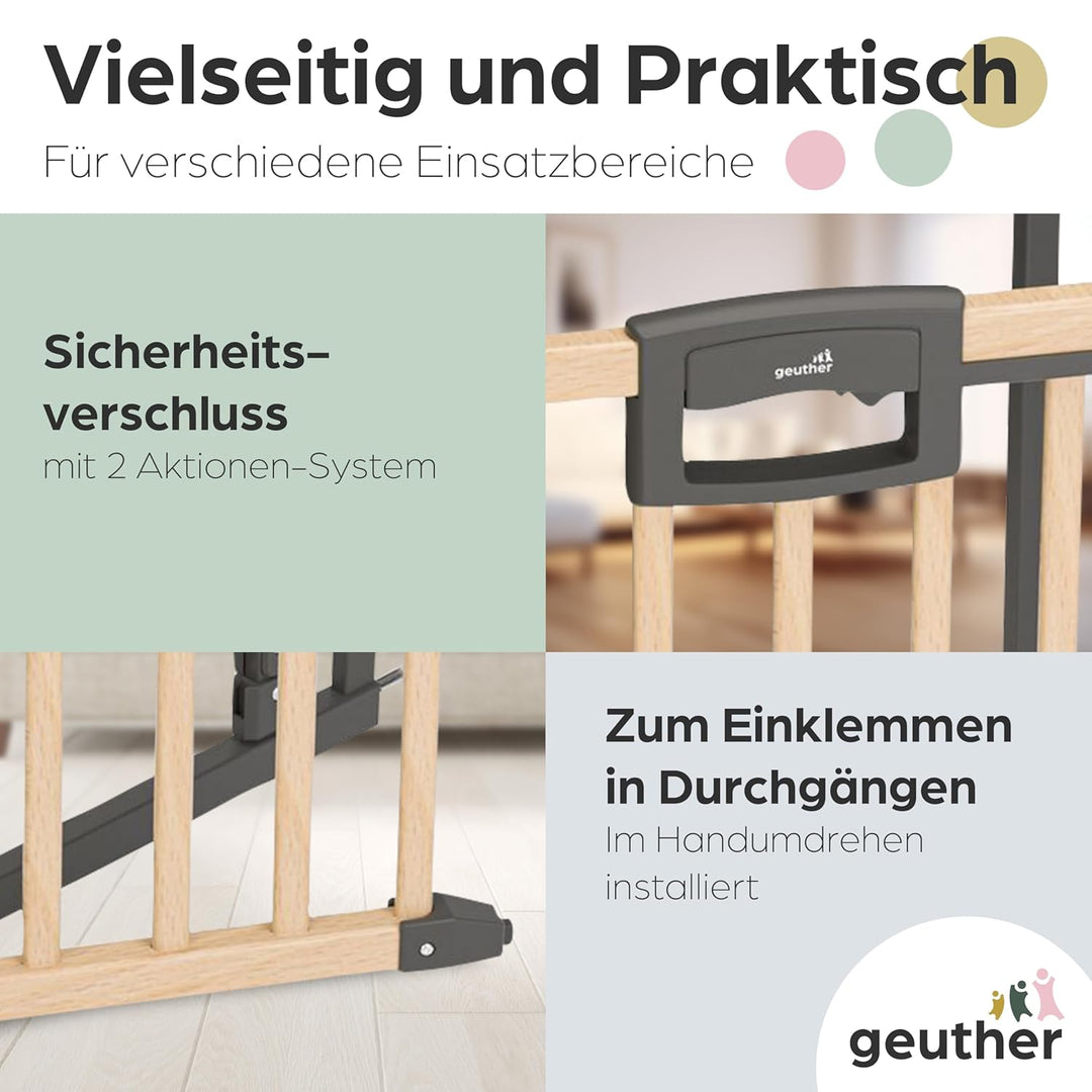 Geuther Türschutzgitter Easylock Plus | Treppenschutzgitter ohne Bohren Breite 104,5-112,5 cm | Türg
